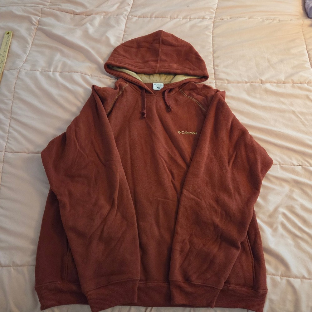 Columbia Mens Rust Orange Fleece Pullover Hoodie XM2124 Size Medium
